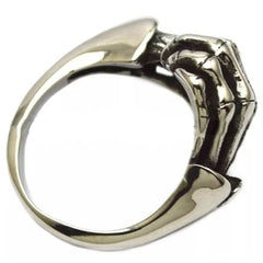 R32 Stainless Steel Skull Fingers Biker Ring