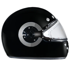 R1-A DOT Daytona Retro Full Face Motorcycle Helmet: Vintage Style for Men, Women, & Youth - Hi-Gloss Black w/ Chrome Accents