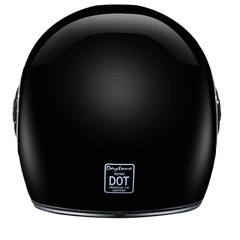 R1-A DOT Daytona Retro Full Face Motorcycle Helmet: Vintage Style for Men, Women, & Youth - Hi-Gloss Black w/ Chrome Accents