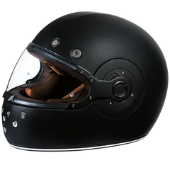 R1-B DOT Daytona Retro Full Face Motorcycle Helmet: Vintage Style for Men, Women, & Youth - Dull Black W/ Dull Black Accents
