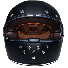 R1-B DOT Daytona Retro Full Face Motorcycle Helmet: Vintage Style for Men, Women, & Youth - Dull Black W/ Dull Black Accents