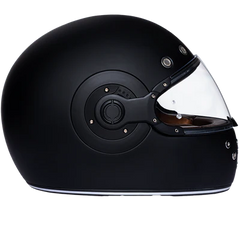 R1-B DOT Daytona Retro Full Face Motorcycle Helmet: Vintage Style for Men, Women, & Youth - Dull Black W/ Dull Black Accents