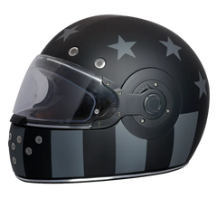 R6-CAS DOT Daytona Retro Full Face Motorcycle Helmet: Vintage Style for Men, Women, & Youth - W/ Captain America Stealth
