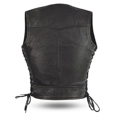 FIL542GDD-Raven Women's Motorcycle Leather Vest