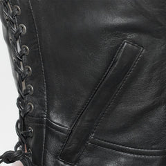 FIL542GDD-Raven Women's Motorcycle Leather Vest