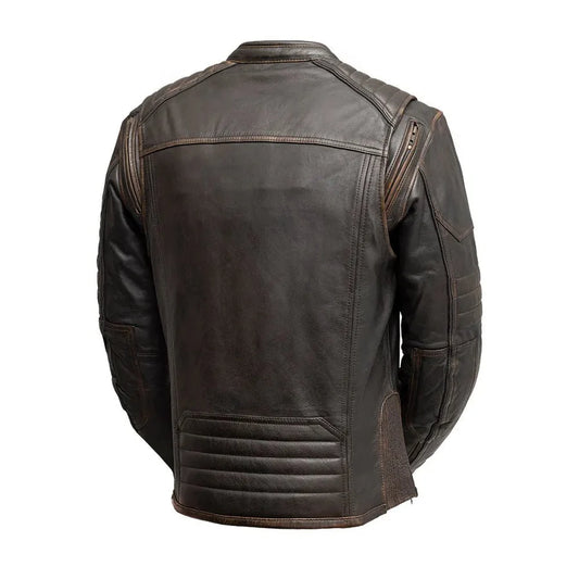 FIM225CDMZ-BRNB-Rider Club - Men's Leather Motorcycle Jacket