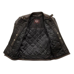 FIM225CDMZ-BRNB-Rider Club - Men's Leather Motorcycle Jacket