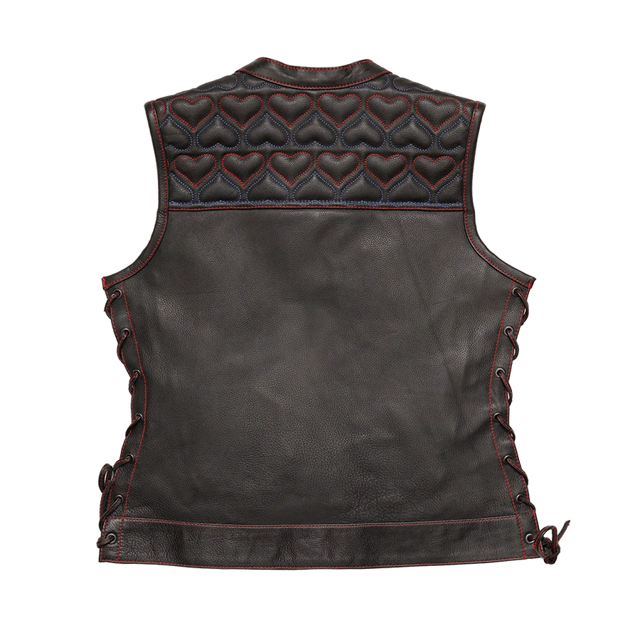 CUS5010LTH-BLK-Rosie Women’s Motorcycle Leather Vest