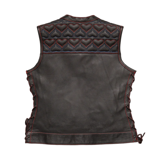 CUS5010LTH-BLK-Rosie Women’s Motorcycle Leather Vest