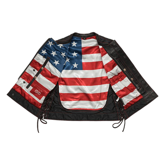 CUS5010LTH-BLK-Rosie Women’s Motorcycle Leather Vest