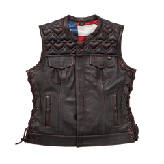 CUS5010LTH-BLK-Rosie Women’s Motorcycle Leather Vest