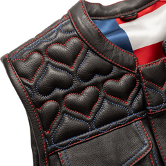CUS5010LTH-BLK-Rosie Women’s Motorcycle Leather Vest