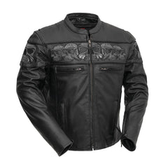 FIM243CSLZ-Savage Skulls Men's Motorcycle Leather Jacket
