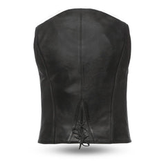 FIL544SDM5X-BLK-Savannah Women's Western Style Motorcycle Leather Vest