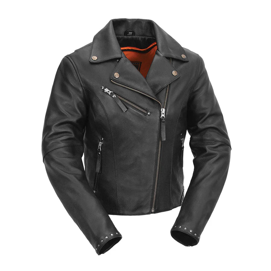 FIL159NOCZ-Scarlett Star - Womens Motorcycle Leather Jacket