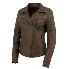 Milwaukee Leather Vintage SFL2812 Women's Brown Leather Moto Style Fashion Jacket