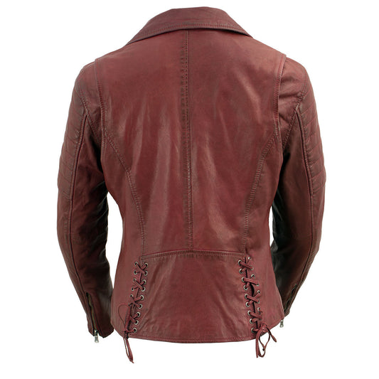 Milwaukee Leather Vintage SFL2812 Women's Red Leather Moto Style Fashion Jacket