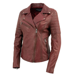 Milwaukee Leather Vintage SFL2812 Women's Red Leather Moto Style Fashion Jacket