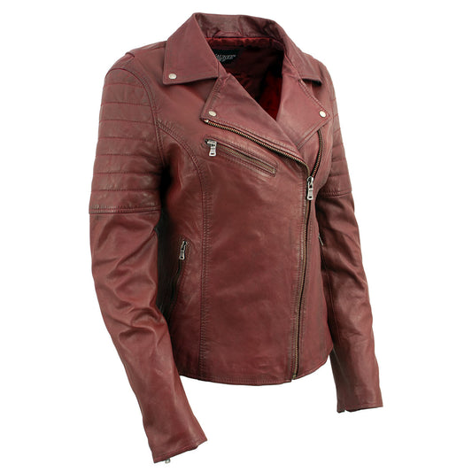 Milwaukee Leather Vintage SFL2812 Women's Red Leather Moto Style Fashion Jacket