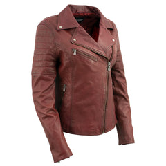 Milwaukee Leather Vintage SFL2812 Women's Red Leather Moto Style Fashion Jacket