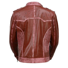 Milwaukee Leather SFL2840 Women's Maiden Maroon Premium Sheepskin Motorcycle Fashion Leather Jacket with Studs