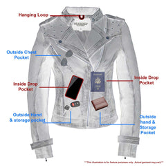 Milwaukee Leather SFL2840 Women's Maiden Red Premium Sheepskin Motorcycle Fashion Leather Jacket with Studs