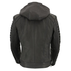 Milwaukee Leather SFL2865 Women's Black Scuba Style Fashion Casual Leather Jacket with Hoodie