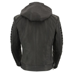Milwaukee Leather SFL2865 Women's Black Scuba Style Fashion Casual Leather Jacket with Hoodie