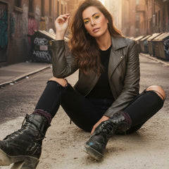 Milwaukee Leather SFL2870 Women's ‘Duchess’ Olive Motorcycle Style Fashion Casual Leather Jacket