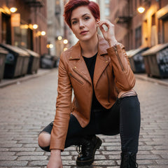 Milwaukee Leather SFL2870 Women's ‘Duchess’ Whiskey Motorcycle Style Fashion Casual Leather Jacket