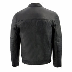 Milwaukee Leather SFM1806 Men's Black Euro Collar Café Style Leather Jacket