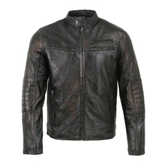 Milwaukee Leather SFM1809 Men's Two-Tone Euro Collar Café Style Leather Jacket