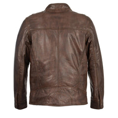 Milwaukee Leather SFM1865 Mens Broken Brown Leather Jacket with Front Zipper Closure