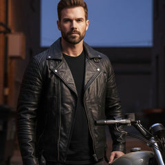 Milwaukee Leather SFM1885 Men's Black Leather Fashion Jacket with Piping Design