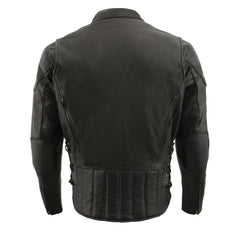 Milwaukee Leather Men's Scooter Black Vented Motorcycle Leather Jacket w/ Side Laces SH1010