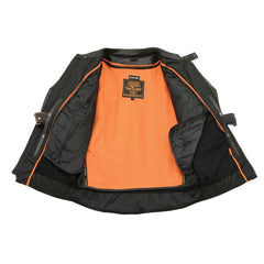 Milwaukee Leather Men's Scooter Black Vented Motorcycle Leather Jacket w/ Side Laces SH1010