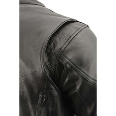 Milwaukee Leather Men's Scooter Black Vented Motorcycle Leather Jacket w/ Side Laces SH1010
