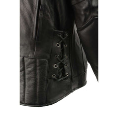 Milwaukee Leather Men's Scooter Black Vented Motorcycle Leather Jacket w/ Side Laces SH1010
