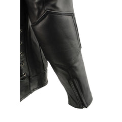 Milwaukee Leather Men's Scooter Black Vented Motorcycle Leather Jacket w/ Side Laces SH1010