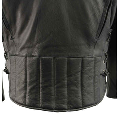 Milwaukee Leather Men's Scooter Black Vented Motorcycle Leather Jacket w/ Side Laces SH1010