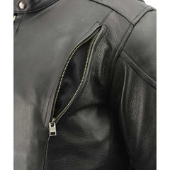 Milwaukee Leather Men's Scooter Black Vented Motorcycle Leather Jacket w/ Side Laces SH1010