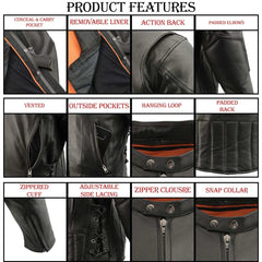 Milwaukee Leather Men's Scooter Black Vented Motorcycle Leather Jacket w/ Side Laces SH1010