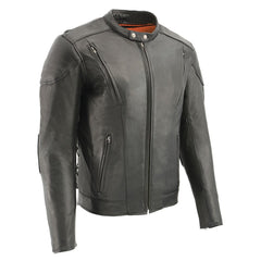Milwaukee Leather Men's Scooter Black Vented Motorcycle Leather Jacket with Side Laces in Tall Sizes SH1010T