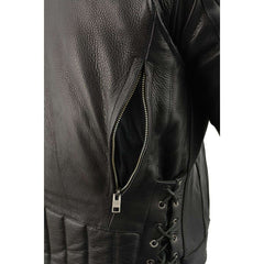 Milwaukee Leather Men's Scooter Black Vented Motorcycle Leather Jacket with Side Laces in Tall Sizes SH1010T