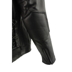 Milwaukee Leather Men's Scooter Black Vented Motorcycle Leather Jacket with Side Laces in Tall Sizes SH1010T