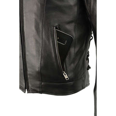 Milwaukee Leather Men's Scooter Black Vented Motorcycle Leather Jacket with Side Laces in Tall Sizes SH1010T