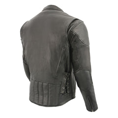 Milwaukee Leather Men's Scooter Black Vented Motorcycle Leather Jacket with Side Laces in Tall Sizes SH1010T