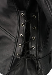 Milwaukee Leather SH1011 Tall Men's Classic Side Lace Police Style Motorcycle Leather Jacket