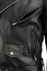Milwaukee Leather SH1011 Tall Men's Classic Side Lace Police Style Motorcycle Leather Jacket