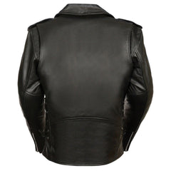 Milwaukee Leather SH1011TALL Black Classic Brando Motorcycle Jacket for Men Made of Cowhide Leather with Side Lacing